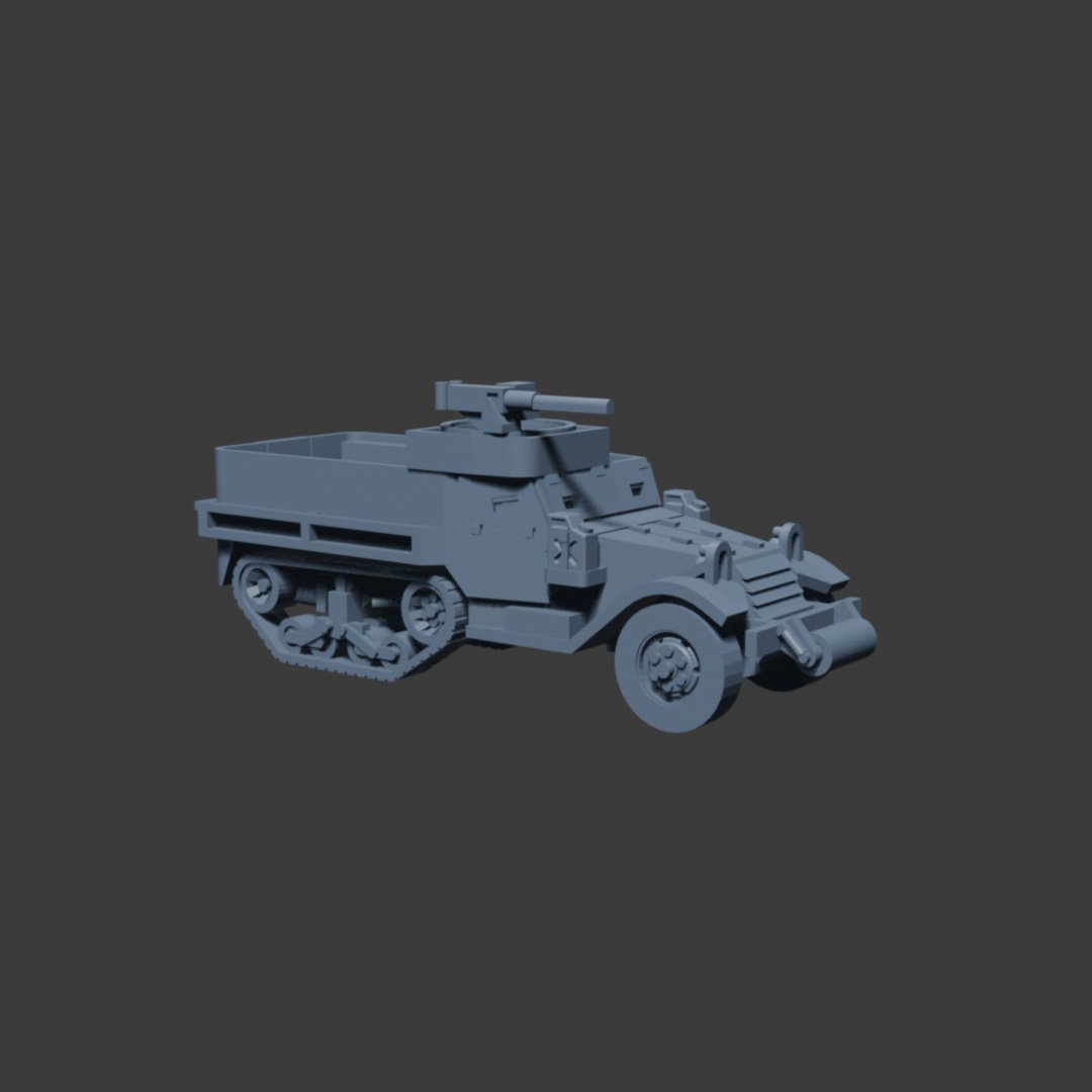 Europa em Chamas - M5A1 M49 mount half-track vista direita
