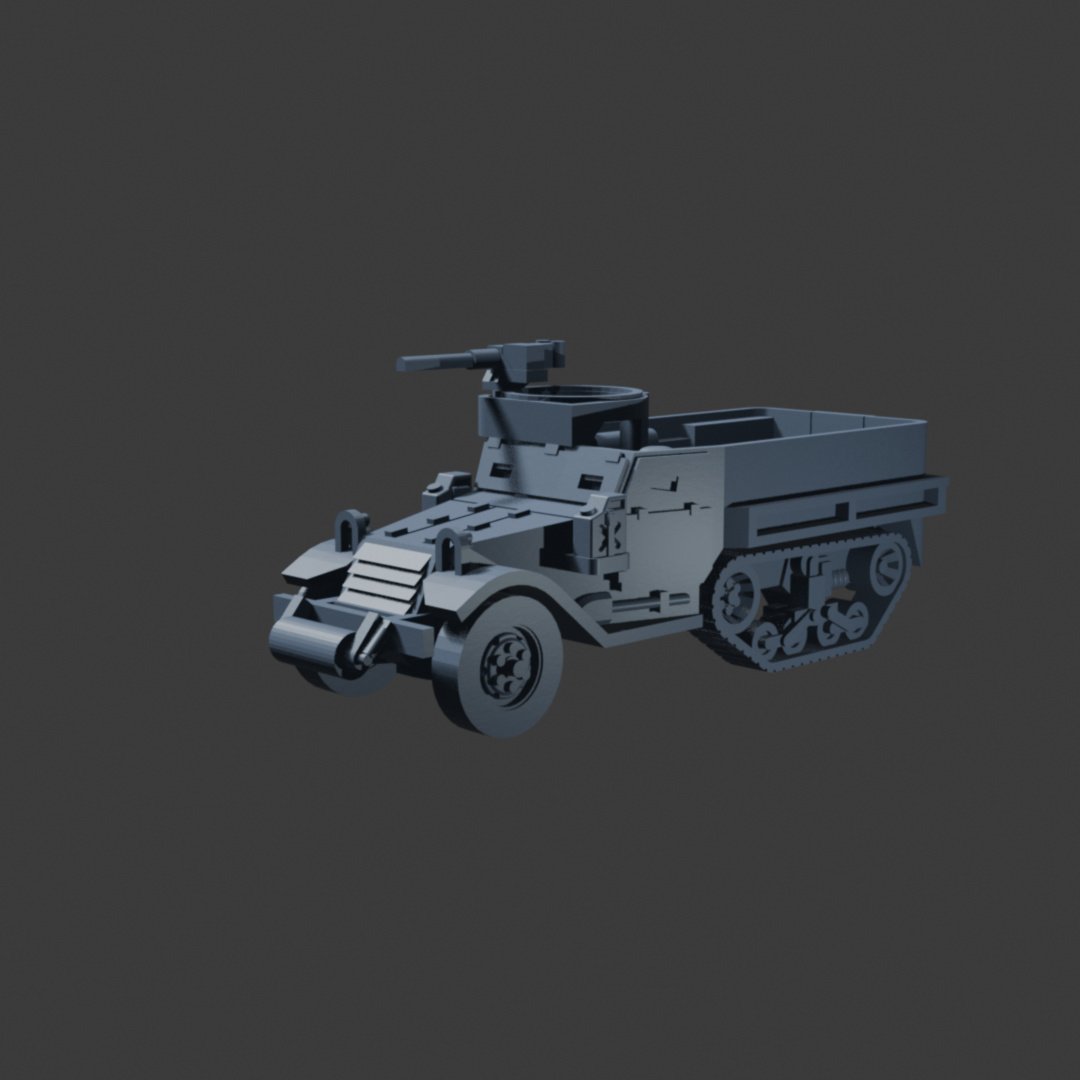 Europa em Chamas - M5A1 M49 mount half-track vista esquerda