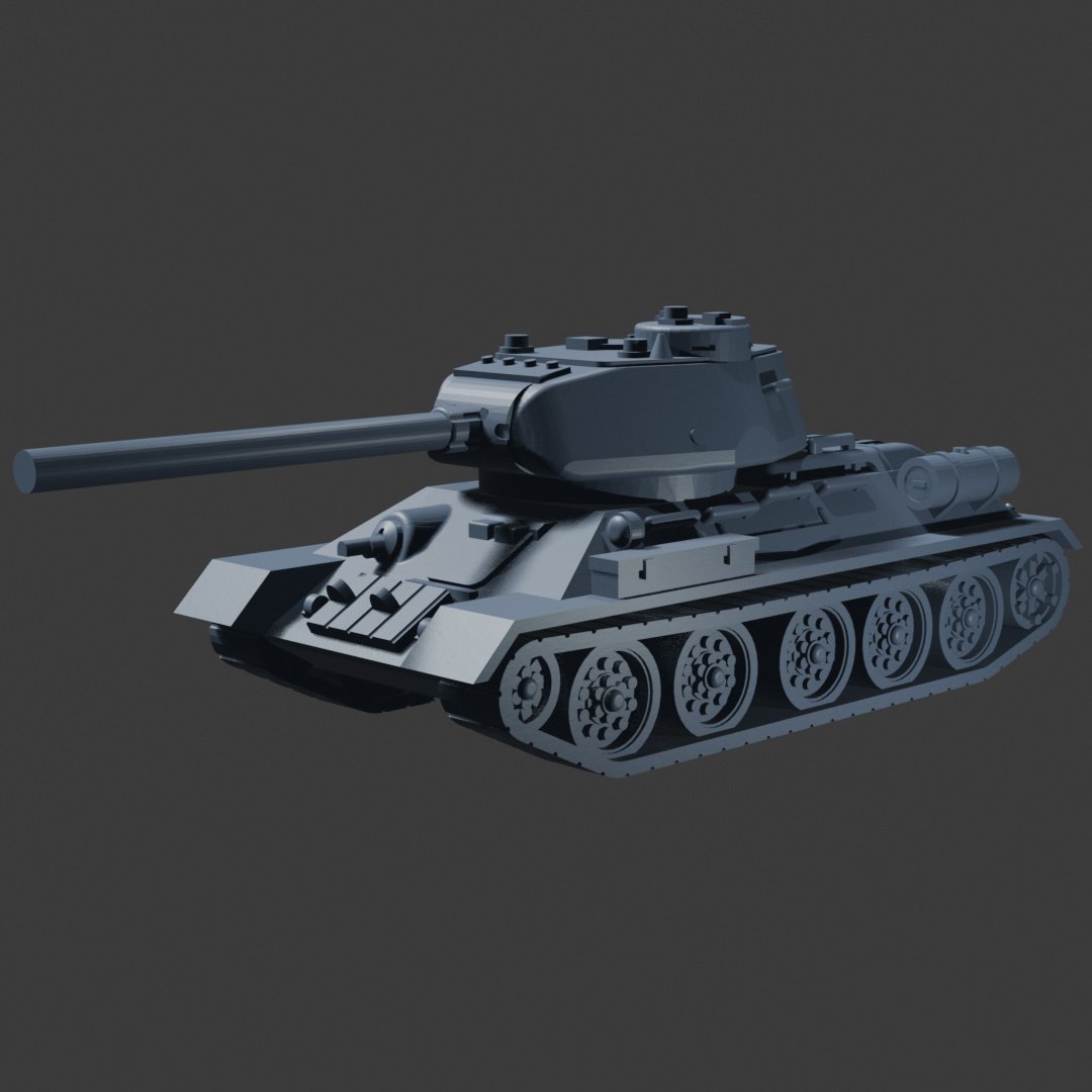 Europa em Chamas - Tanque URSS T-34 85mm, vista esquerda