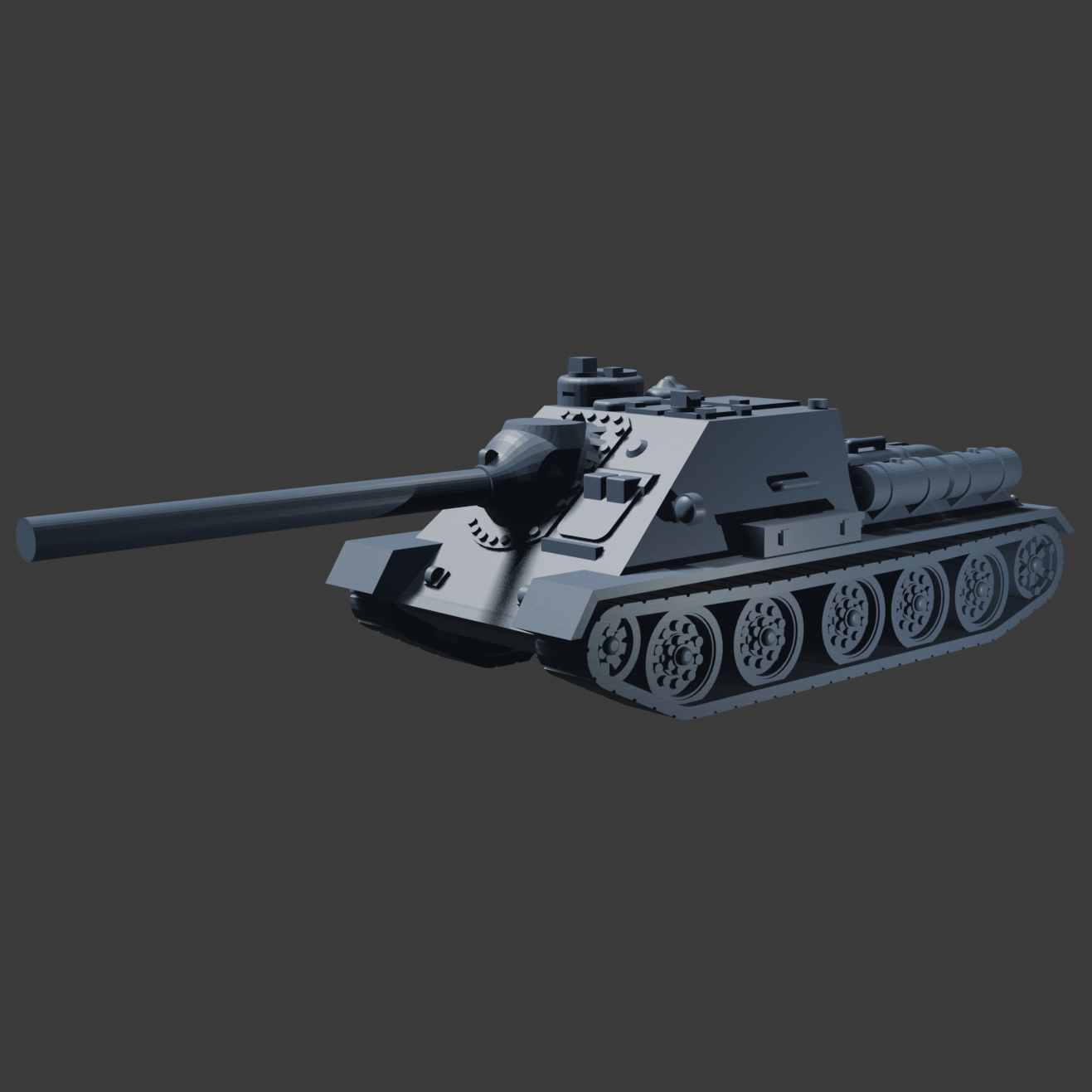 Europa em Chamas - Tanque URSS SU-100, vista esquerda